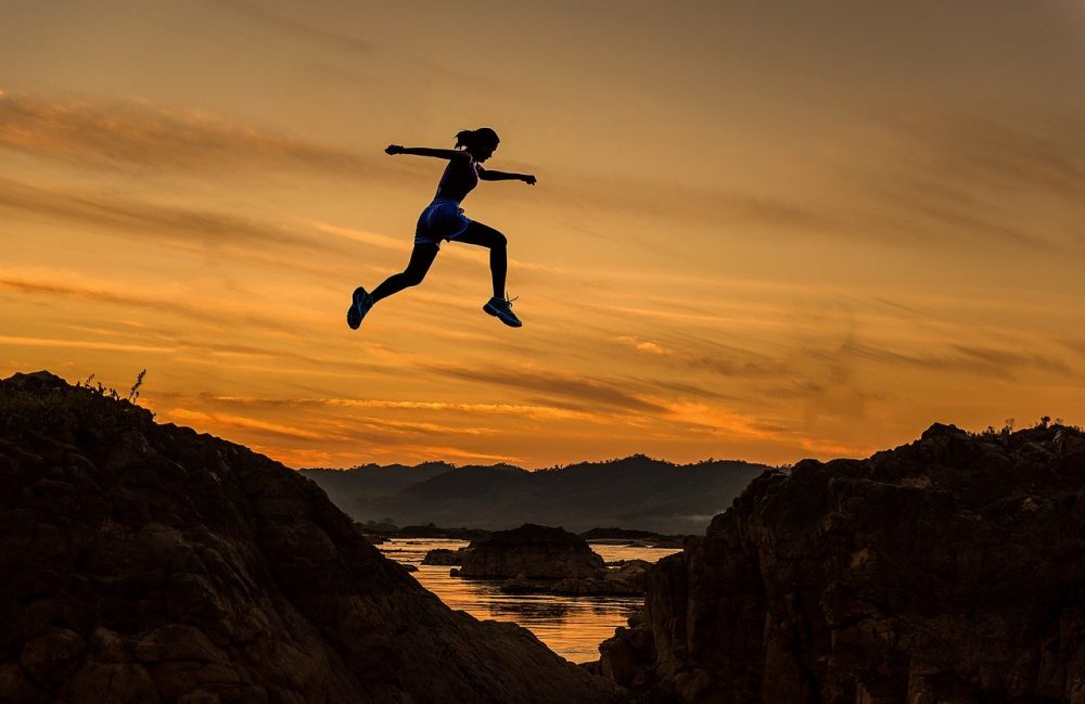 Woman running in nature