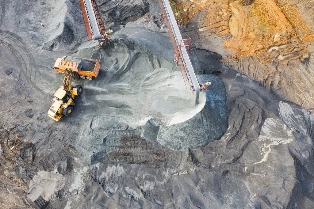 Bird's eye view of a mining site
